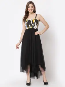Just Wow Black Net Midi Dress