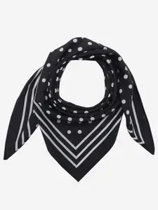 Beau Design Women Black Polka Dot Printed Scarf