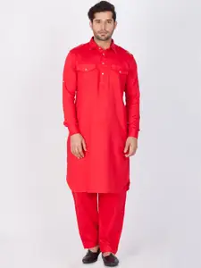 VASTRAMAY Men Red Kurta with Pyjamas