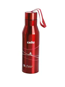 Cello Red Solid Stainless Steel Flask 900 ML
