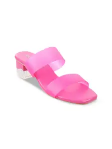 Mochi Pink Colourblocked Block Sandals