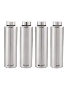 Kuber Industries Set Of 4 Silver-Toned Stainless Steel Water Bottle