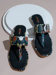 Shezone Women Black Embellished Open Toe Flats