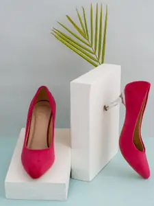 Shezone Red Suede Block Pumps