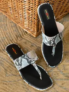 Shezone Women Grey Printed One Toe Flats