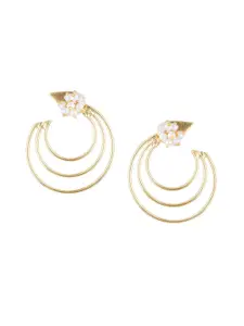Runjhun Gold-Toned Contemporary Half Hoop Earrings