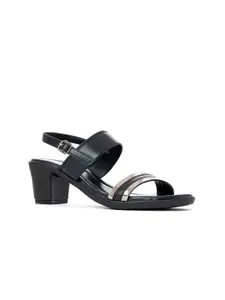 Khadims Black Party Block Sandals with Buckles