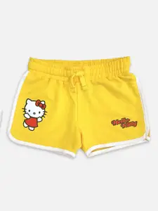 Kids Ville Girls Yellow Printed Hello Kitty Shorts