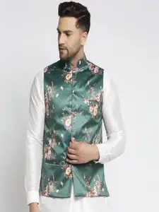 Kaifoo Men Multicolour Printed Nehru Jacket.