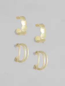 Blueberry Gold-Toned Set of 2 Circular Half Hoop Earrings