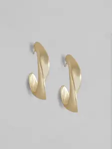 Blueberry Gold-Toned Detailed Circular Half Hoop Earrings