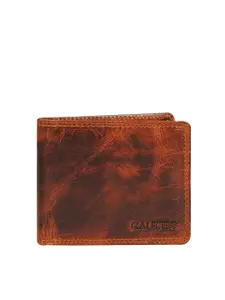 CALFNERO Men Maroon & Tan Leather Two Fold Wallet