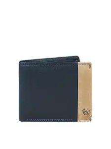 CALFNERO Men Blue Leather Two Fold Wallet