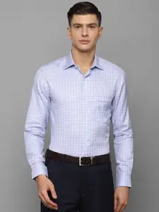 Louis Philippe Permapress Men Blue Grid Tattersall Checks Checked Wrinkle Free Formal Shirt