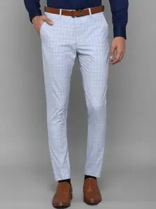 Louis Philippe Men Blue Checked Trousers