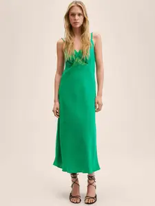 MANGO Green Lace Detail Maxi Dress
