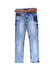 V-Mart Boys Blue Mildly Distressed Heavy Fade Stretchable Jeans
