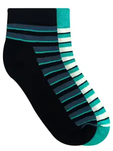 Heelium Men Pack Of 2 Striped Ankle-Length Socks