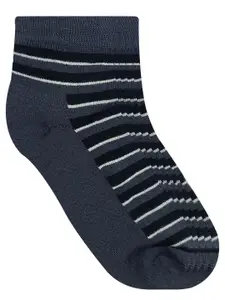 Heelium Men Pack of 5 Grey Striped Bamboo Ankle-Length Socks