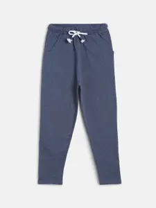 MINI KLUB Boys Blue Solid Cotton Track Pants