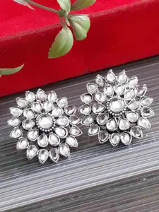 RICH AND FAMOUS White Contemporary Studs Earrings