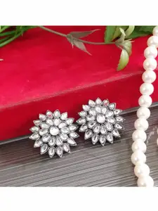 RICH AND FAMOUS White Contemporary Studs Earrings