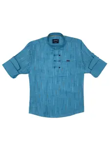 CAVIO Boys Turquoise Blue Printed Casual Shirt