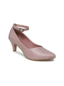 VALIOSAA Pink Kitten Pumps with Buckles