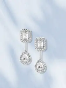 MINUTIAE Silver-Toned Geometric Drop Earrings