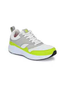 OFF LIMITS Men White & Lime Green Mesh Memory Foam Running Shoes