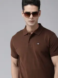 Arrow Sport Men Brown Solid Polo Collar T-shirt