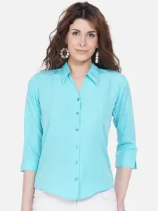 Akshatani Women Turquoise Blue Casual Shirt