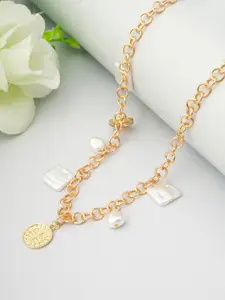 Prita By Priyaasi Priyaasi Pink Heart Rose Gold Layered Necklace For Women (Rose Gold, OS)