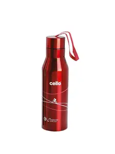 Cello Red & White Printed Stainless Steel Water Bottle 750 ml