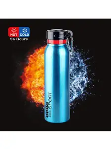 Cello Blue Printed Single-Walled Vacuum Insulated Stainless Steel Water Bottle