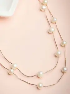 Zavya Pearl me Up 925 Sterling Silver Rose Gold-Plated Layered Necklace