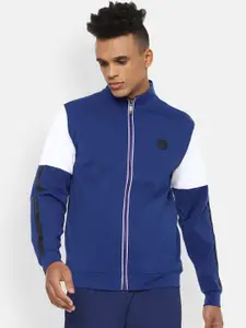 Van Heusen Flex Men Navy Blue Colourblocked Bomber Jacket