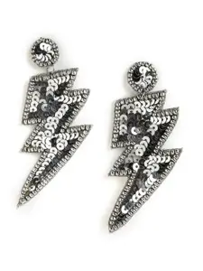 justpeachy Silver-Toned Contemporary Drop Earrings