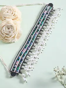 justpeachy White & Blue Handcrafted Necklace