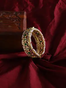 justpeachy Women Gold-Plated & Green Bangle-Style Bracelet