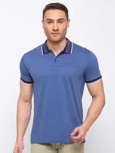 Status Quo Men Grey Polo Collar Slim Fit T-shirt