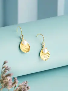 Rubans Silver Rubans 925 Sterling Silver Gold-Plated Shells And Fresh Water Pearls Drop Earrings