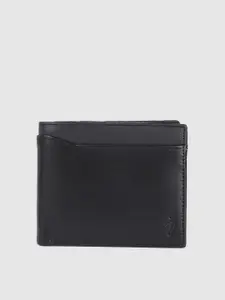 Indian Terrain Men Black Leather Two Fold Wallet