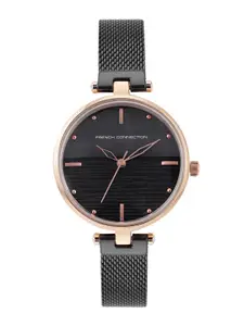 French Connection Women Black Dial Stainless Steel Bracelet Style Straps Analogue Watch