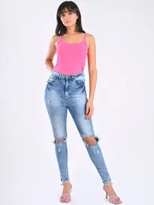 FREAKINS Women Blue High-Rise Skinny Fit Cropped Jeans