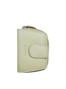 CALFNERO Women Cream-Coloured Leather Two Fold Wallet