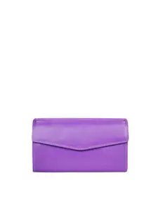 CALFNERO Women Purple Leather Envelope Wallet