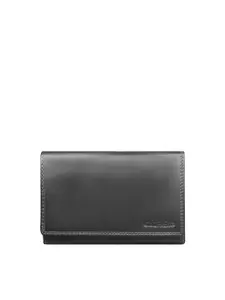 CALFNERO Women Black Leather Two Fold Wallet