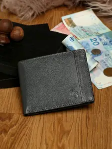 LOUIS STITCH Men Grey Leather Two Fold Wallet
