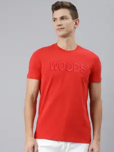 Woods Men Red Typography Printed T-shirt